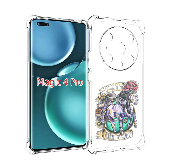 

Чехол MyPads рисунок коней в цветах для Honor Magic4 Pro, Прозрачный, Tocco
