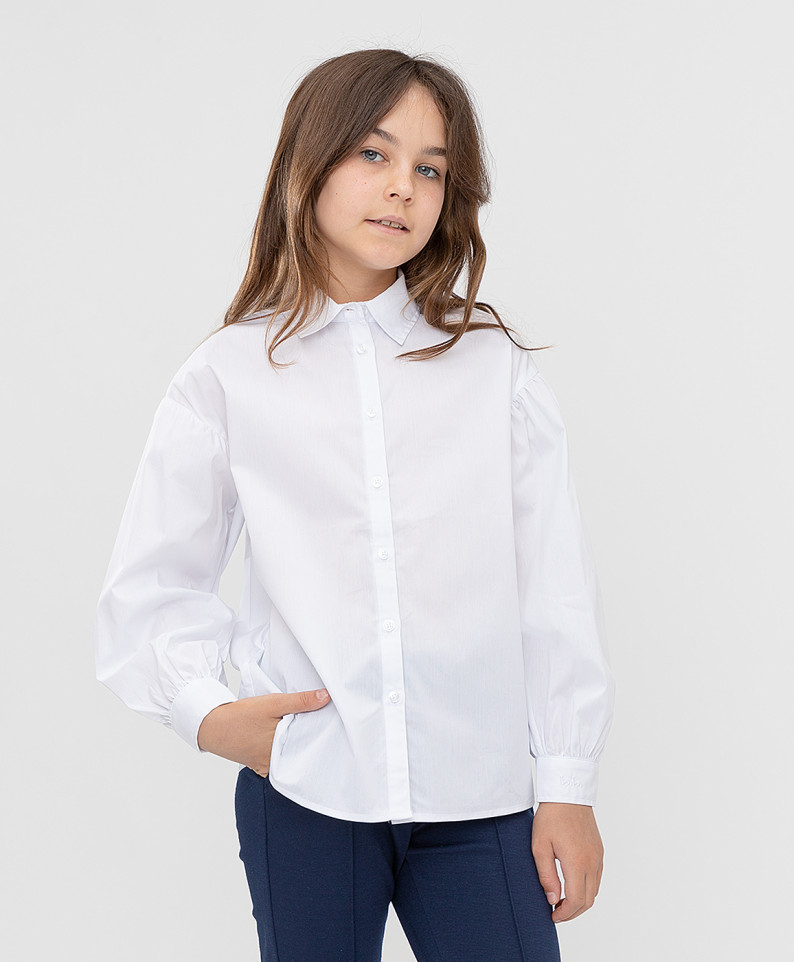 

Блузка белая с объемными рукавами Button Blue 170, 221BBGS22100200
