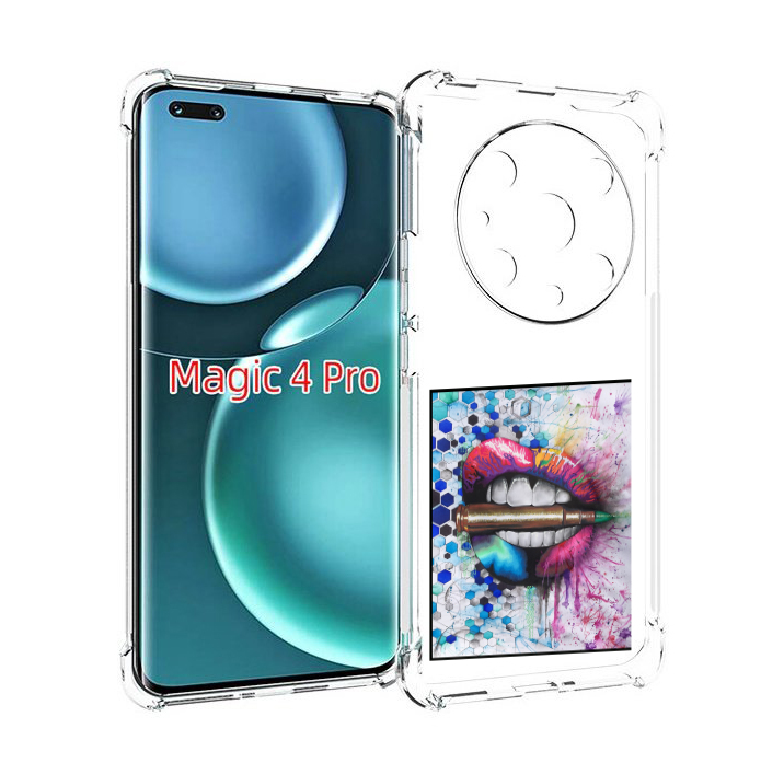 

Чехол MyPads разноцветные губы с пулей для Honor Magic4 Pro, Прозрачный, Tocco