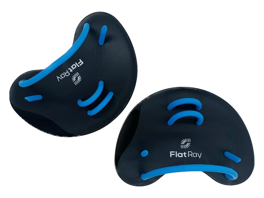 Лопатки для плавания Flat Ray Finger Paddles, черный/голубой