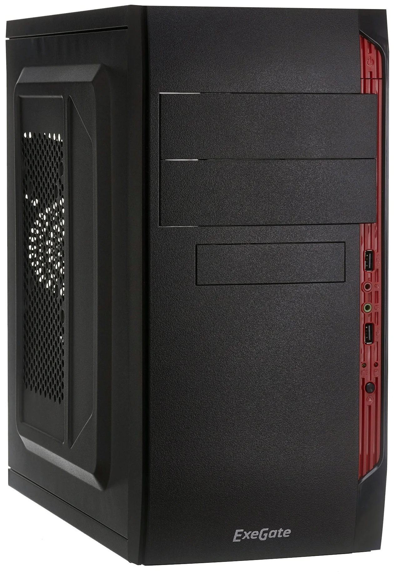 

Корпус компьютерный Exegate QA-410 400 вт красный, черный, QA-410