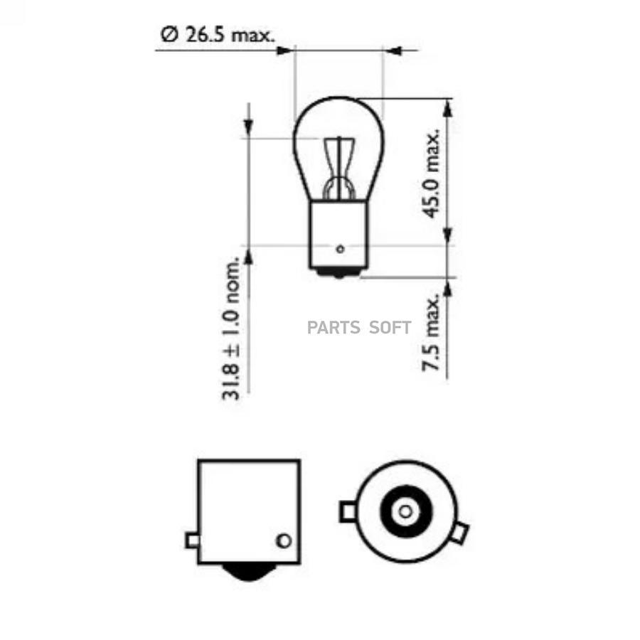 Лампа 12v Pr21w 21w Philips Vision 1 Шт. Картон 12088cp Philips арт. 12088CP