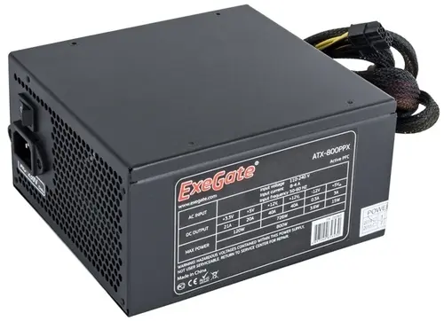 

Блок питания ExeGate 800W (800PPX), Черный