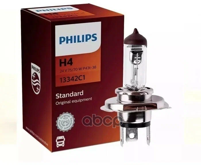 

Лампа Галоген 24v H4 75/70w P43t Philips 13342c1 Philips арт. 13342C1