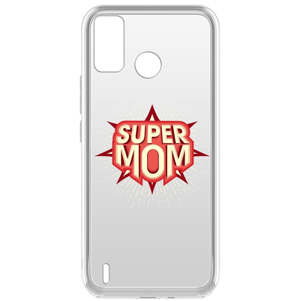 фото Чехол-накладка krutoff clear case супер мама для tecno spark 6 go