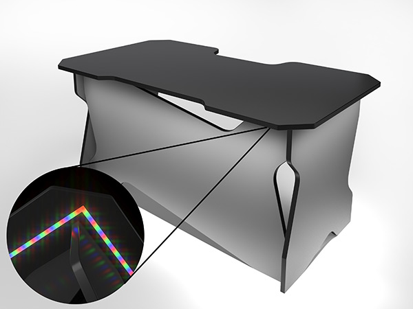 Игровой компьютерный стол RVG с подсветкой Черный/Черный 160