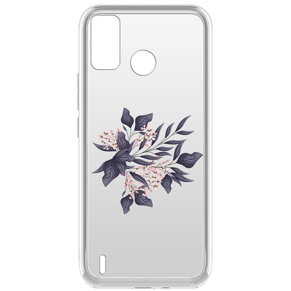 фото Чехол-накладка krutoff clear case розовые бутоны для tecno spark 6 go