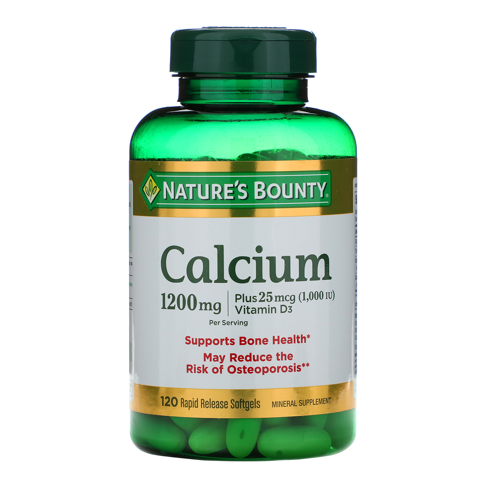 

Nature's Bounty Calcium Plus Vitamin D3 1200 мг, 120 softgels, кальций с витамином Д
