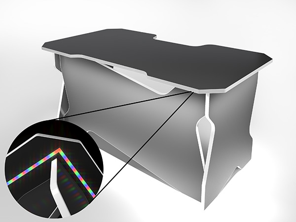 Игровой компьютерный стол RVG с подсветкой Черный/Белый 140