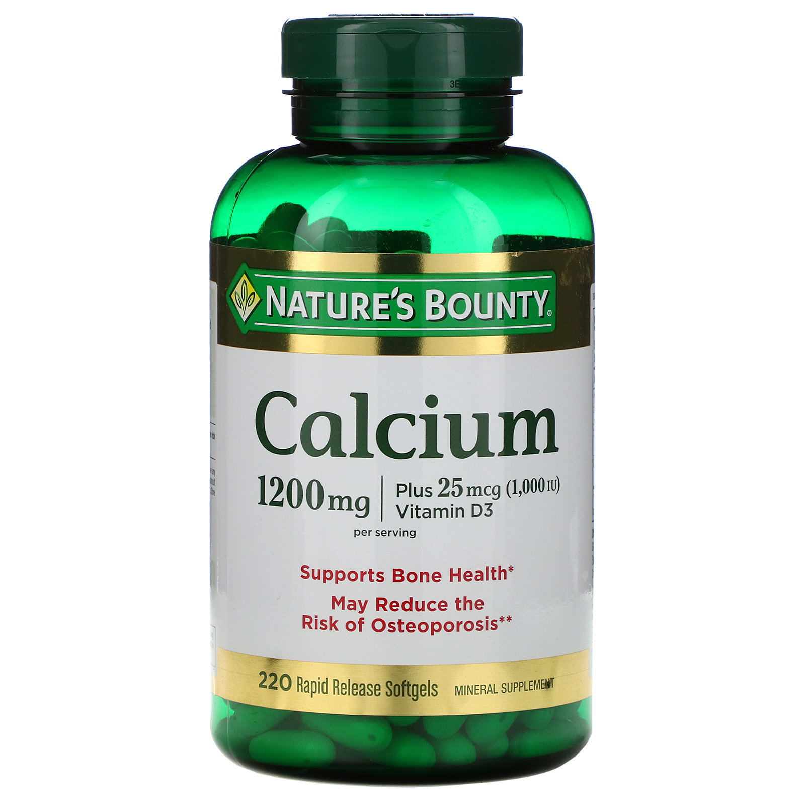 фото Витаминно-минеральный комплекс nature's bounty calcium plus vitamin d3 1200 mg 220 капсул