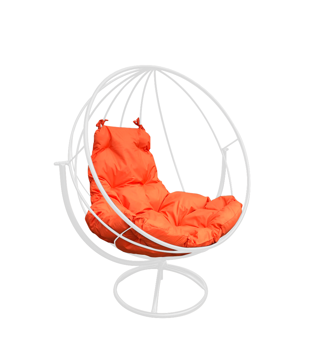 фото Садовое кресло m-group вращающееся белое оранжевая подушка