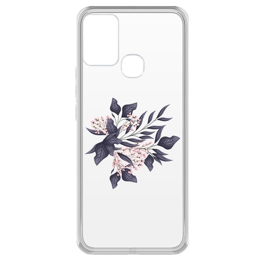 фото Чехол-накладка krutoff clear case розовые бутоны для infinix hot 10 play