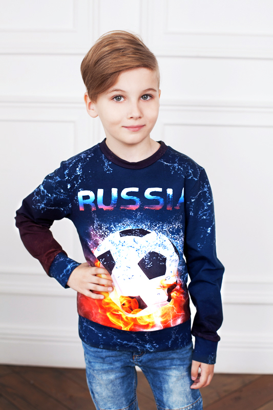 фото Свитшот для мальчика стиляж мяч цв. синий р.134