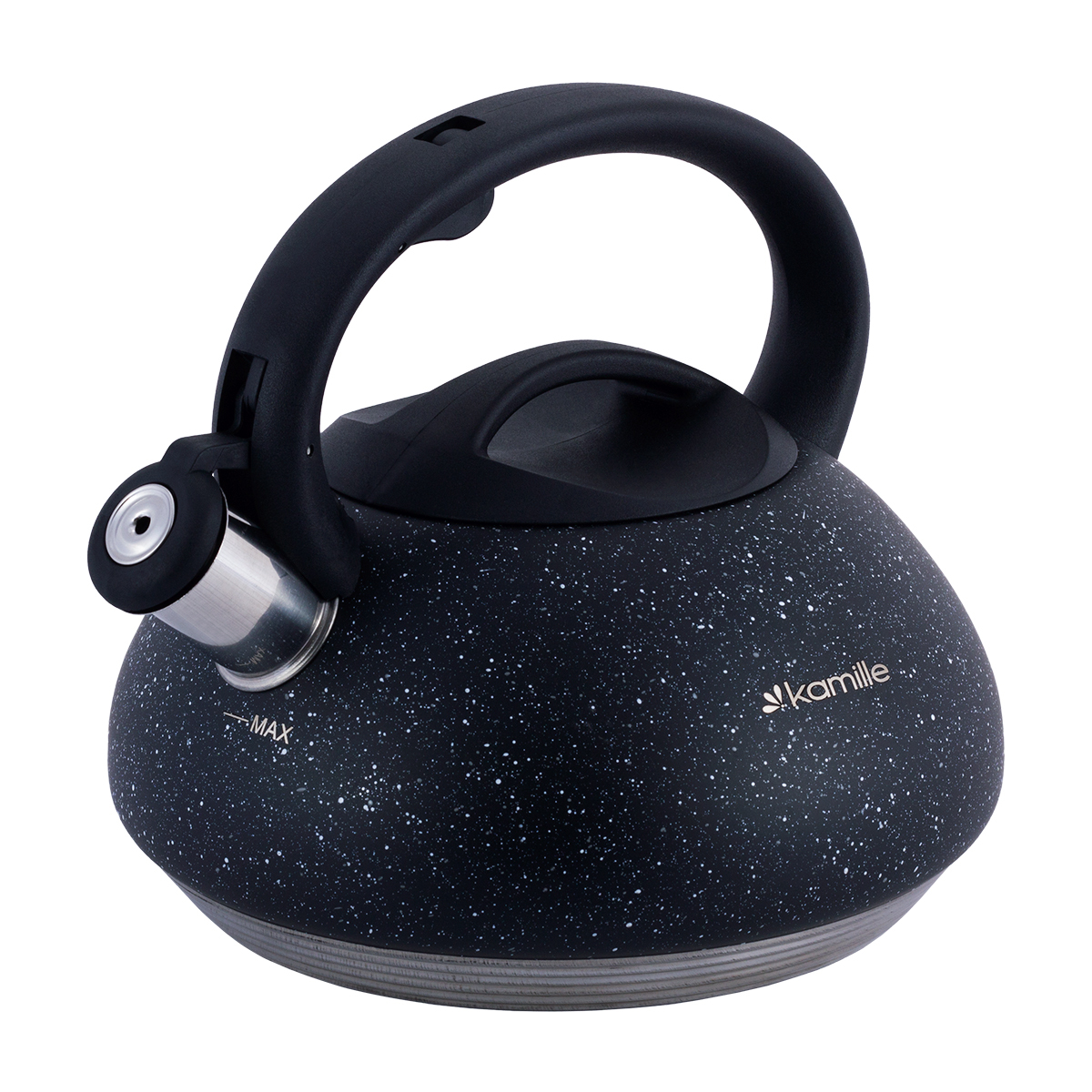 

Чайник Kamille KM-0855 3 л из нержавеющей стали со свистком черный, KM 0855
