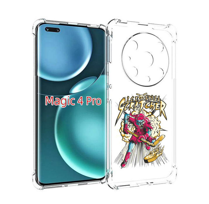 

Чехол MyPads нарисованный скелет хоккеист для Honor Magic4 Pro, Прозрачный, Tocco