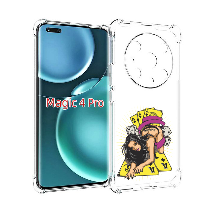 Чехол MyPads нарисованная девушка с игровыми картами для Honor Magic4 Pro