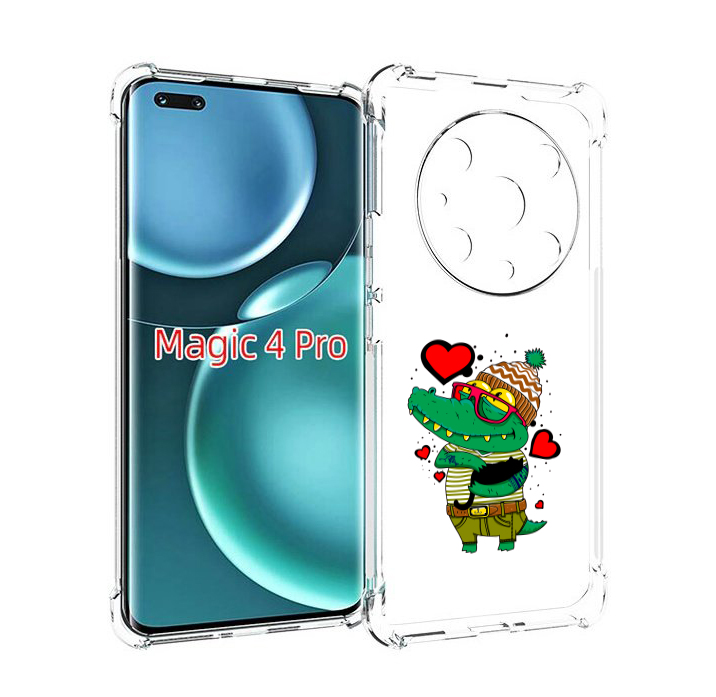 

Чехол MyPads Влюбленный крокодил для Honor Magic4 Pro, Прозрачный, Tocco