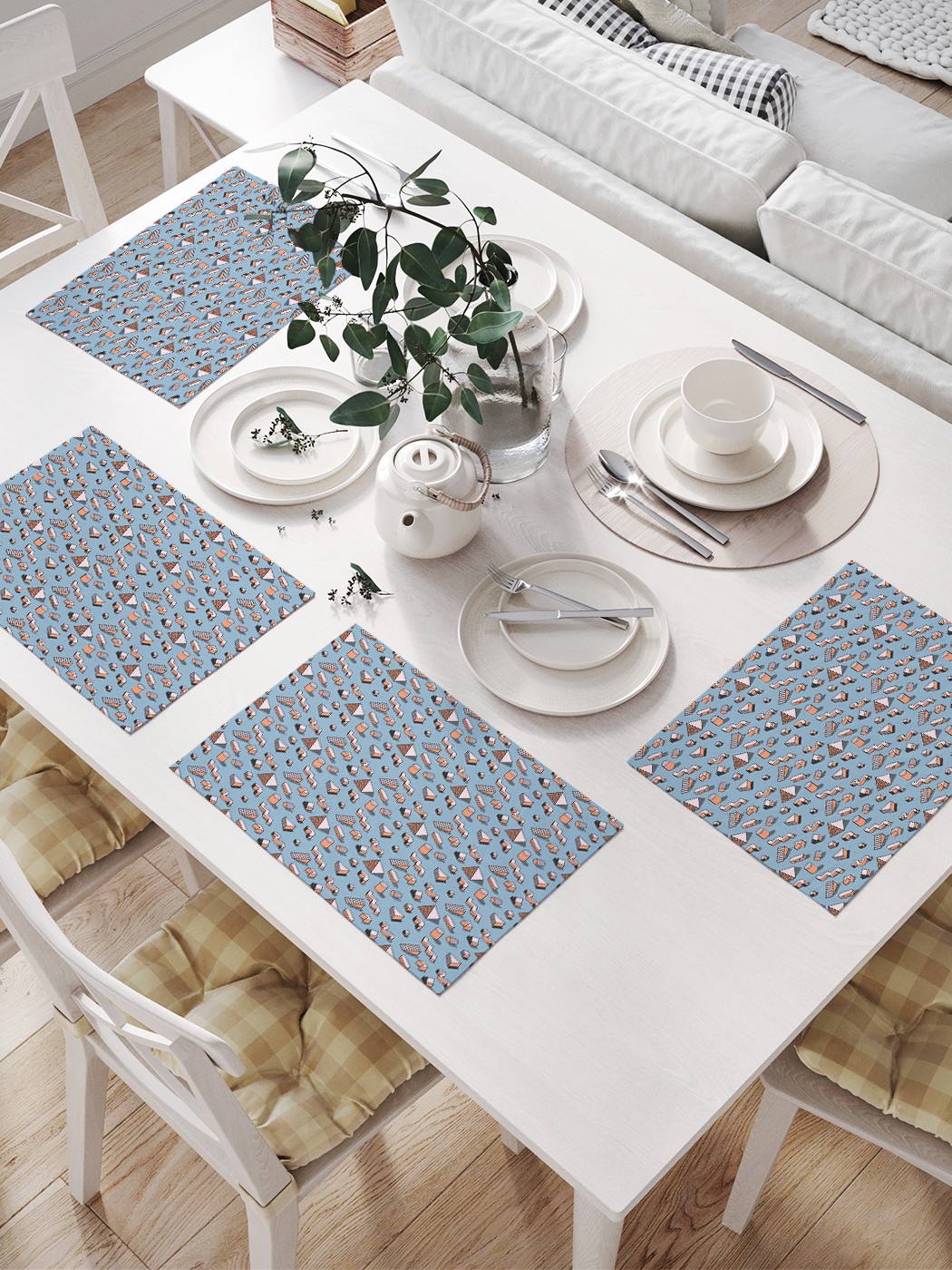 

Комплект салфеток JoyArty "Объемные фигуры" для сервировки стола (32х46 см, 4 шт.), Голубой, Объемные фигуры