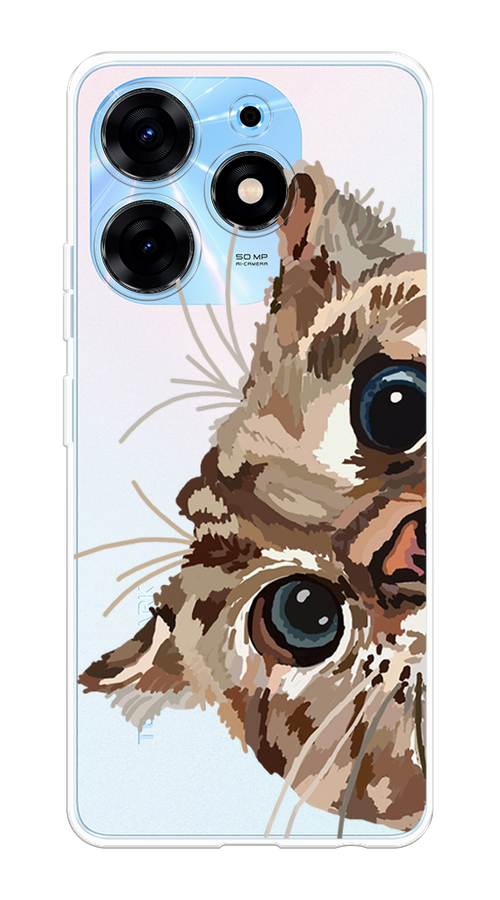 

Чехол на Tecno Spark 10 Pro "Любопытный кот", Коричневый;синий;черный, 303750-1