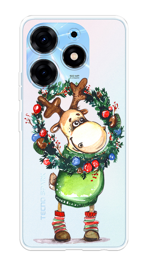 

Чехол на Tecno Spark 10 Pro "Олень с новогодним венком", 303750-4