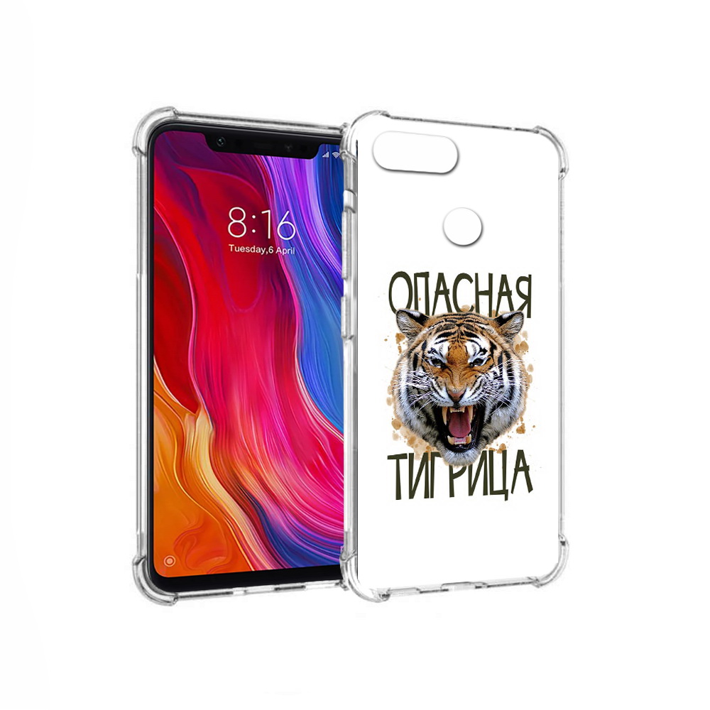 

Чехол MyPads Tocco для Xiaomi Mi 8 Lite опасная тигрица (PT119514.309.527), Прозрачный, Tocco