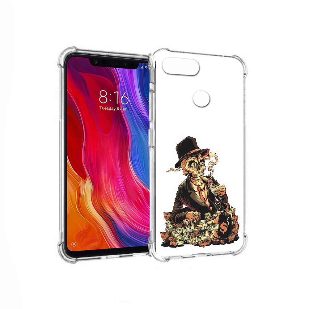 

Чехол MyPads Tocco для Xiaomi Mi 8 Lite нарисованный череп с сигаретой (PT119514.309.515), Прозрачный, Tocco