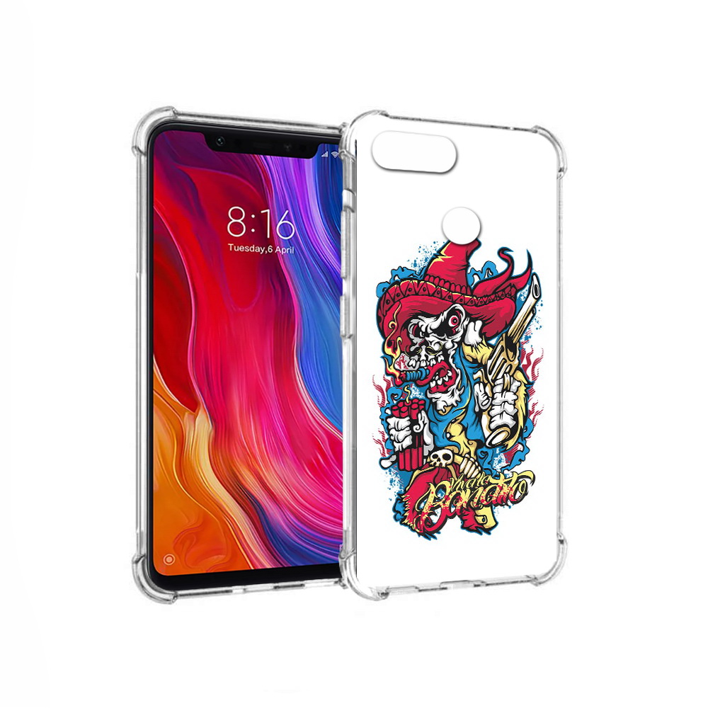 

Чехол MyPads Tocco для Xiaomi Mi 8 Lite нарисованный скелет с писталетом, Прозрачный, Tocco