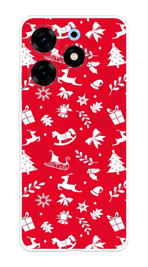 

Чехол на Tecno Spark 10 Pro "Красный новогодний фон", Красный;белый, 303750-5