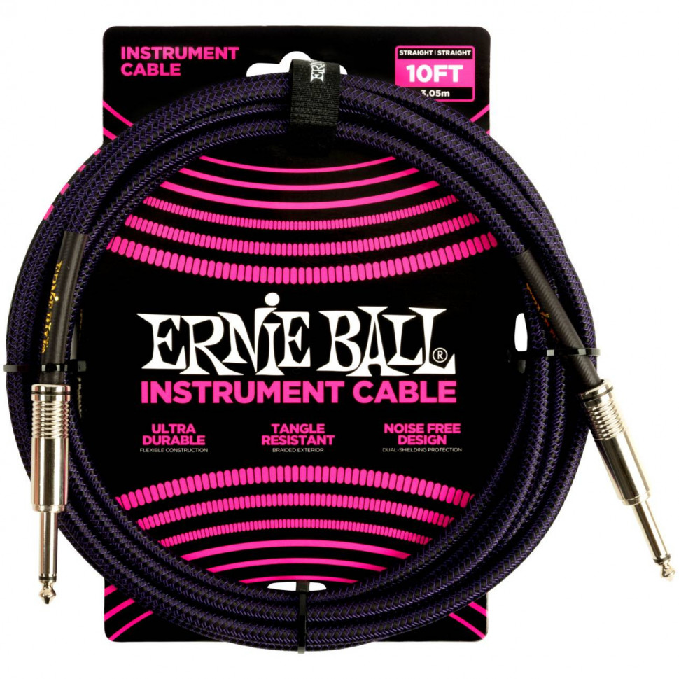 

Кабель инструментальный ERNIE BALL 6393 прямой 3,05 м, Фиолетовый;черный, ERNIE BALL 6393