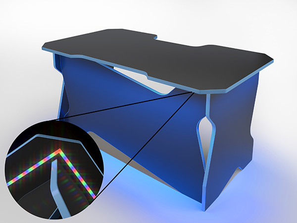 фото Игровой компьютерный стол rvg с подсветкой черный/голубой 120 nobrand