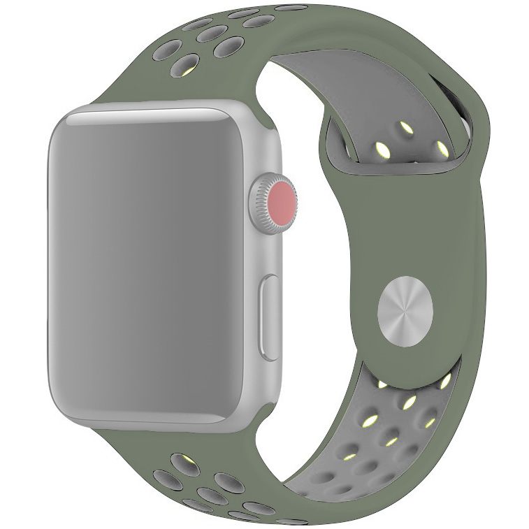 фото Ремешок для apple watch 1-6/se силиконовый 42/44 мм innozone vent - хаки (apwtsih42-32)