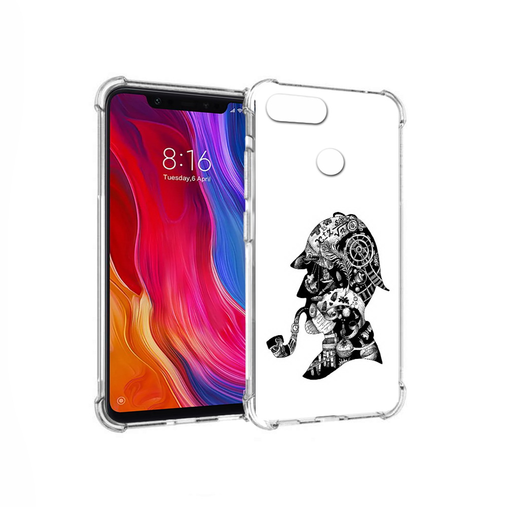 

Чехол MyPads Tocco для Xiaomi Mi 8 Lite мужчина с трубкой абстракция (PT119514.309.488), Прозрачный, Tocco