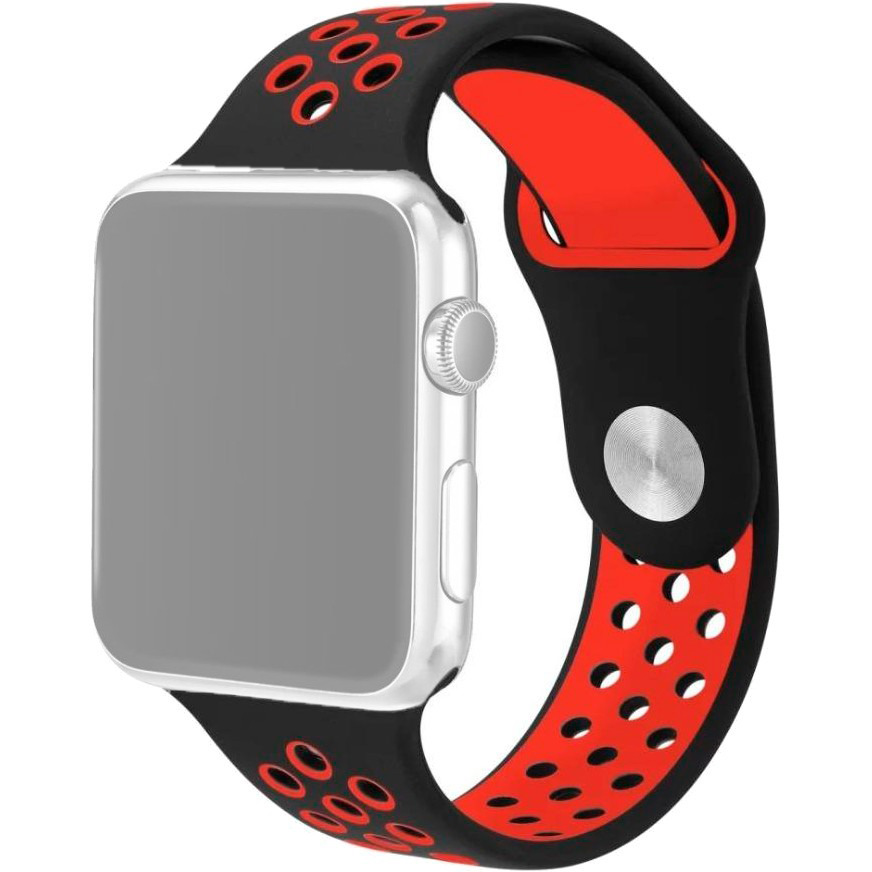 Ремешок InnoZone APWTSIH38-18 для Apple Watch 1-6/SE  38/40 мм  Черный/Красный