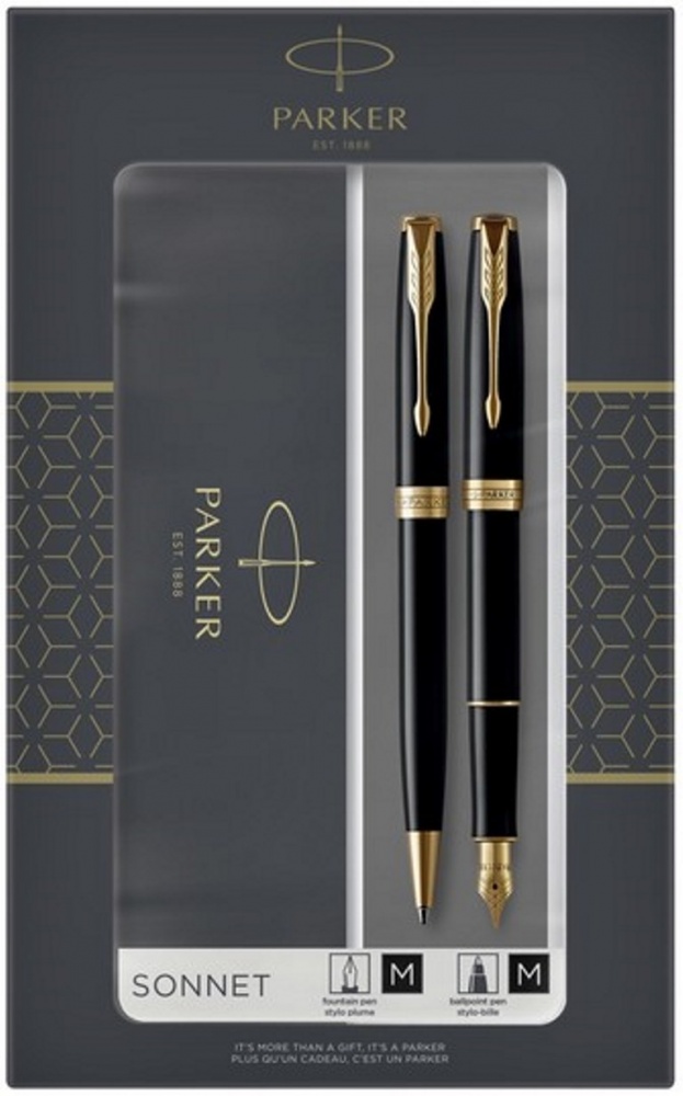 

Набор из двух ручек Parker SONNET BLACK GT (перьевая+ шариковая)