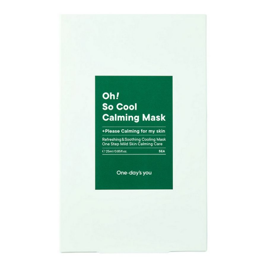 Тканевая маска One-day's you Oh! So Cool Calming Mask, успокаивающая, 5 шт.ук успокаивающая тканевая маска с экстрактом полыни round lab mugwort calming sheet mask 25 м