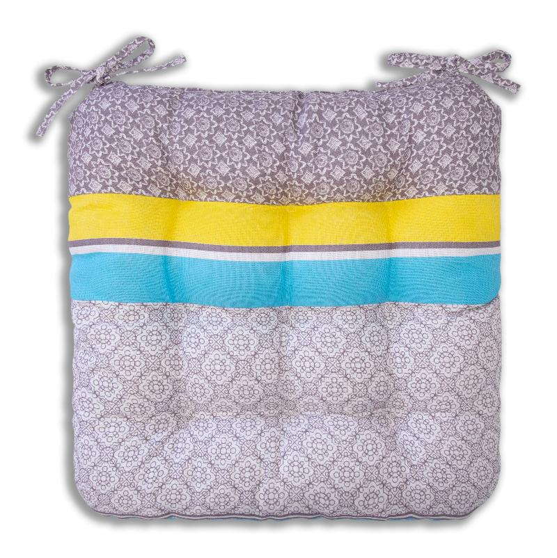 фото Декоративная подушка умный текстиль 12939-10 серый, голубой, желтый 40x40см