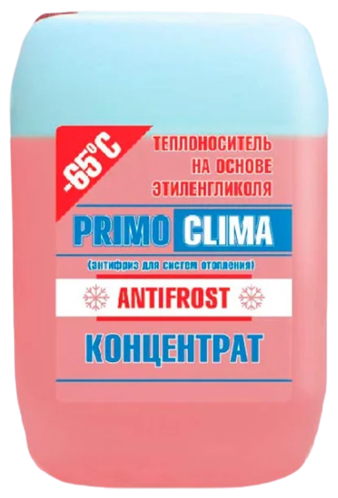 Теплоноситель Primoclima Antifrost концентрат (Этиленгликоль) -65C 20 кг (цвет красный) теплоноситель концентрат этиленгликоль 65c 20 кг канистра primoclima antifrost pa 65c 20