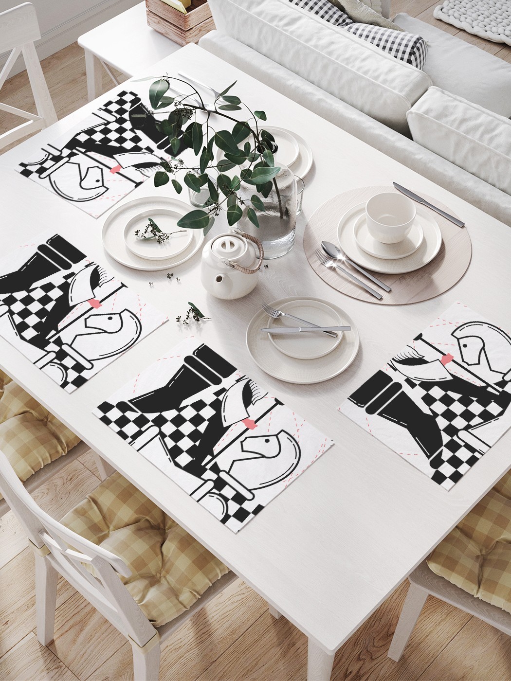 

Комплект салфеток JoyArty "Шахматный король" для сервировки стола (32х46 см, 4 шт.), Белый, Шахматный король