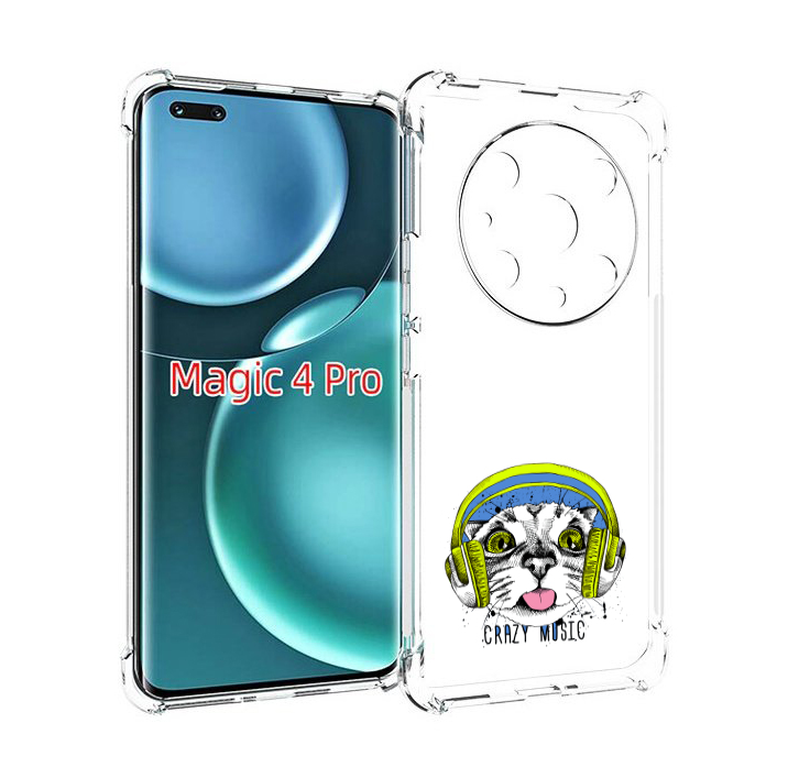 Чехол MyPads кошка в наушниках рисунок для Honor Magic4 Pro