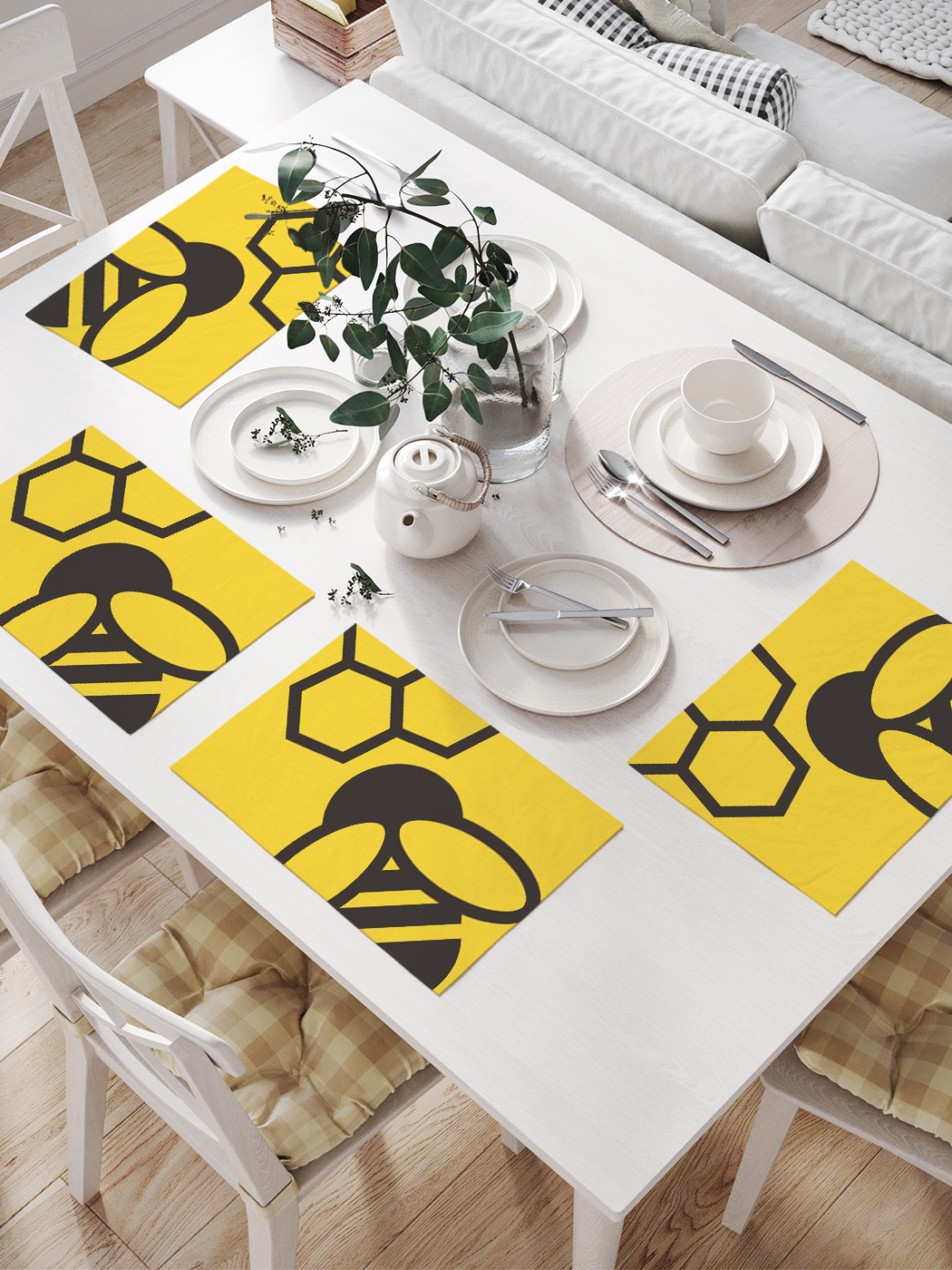 фото Комплект салфеток joyarty "геометрическая пчела" для сервировки стола (32х46 см, 4 шт.)