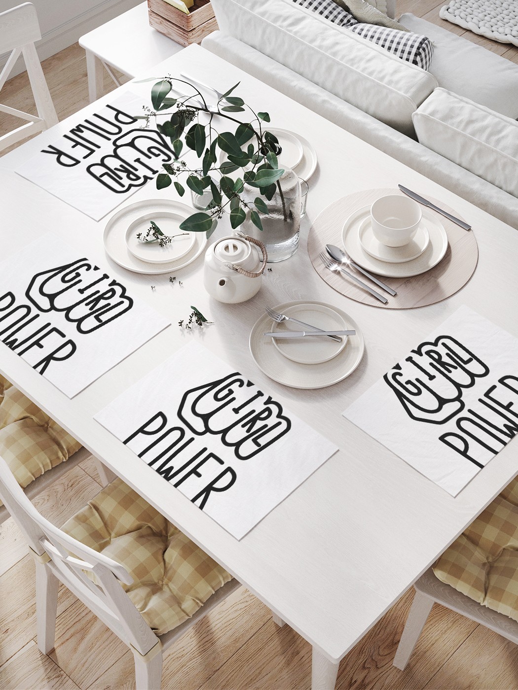 

Комплект салфеток JoyArty "Женский кулак" для сервировки стола (32х46 см, 4 шт.), Белый, Женский кулак