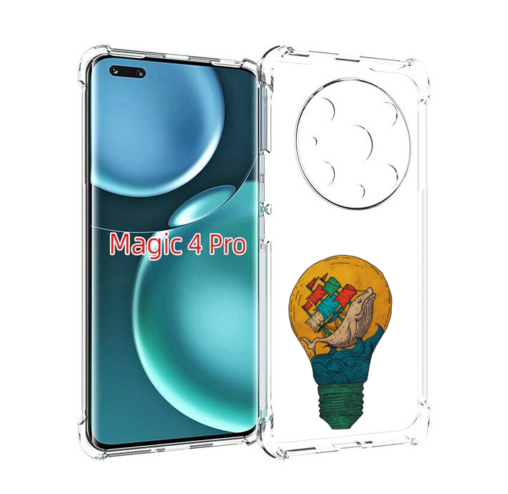 

Чехол MyPads кит в лампочке с парусами для Honor Magic4 Pro, Прозрачный, Tocco