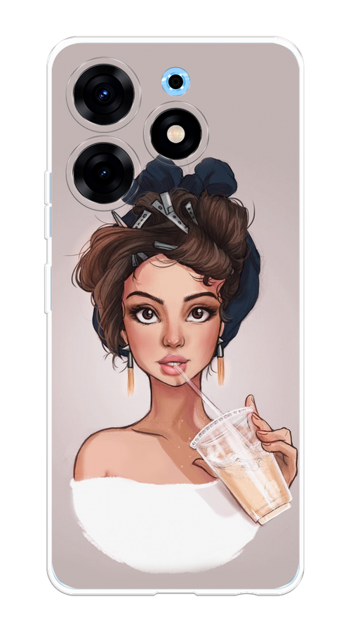 

Чехол на Tecno Spark 10 Pro "Девушка с фраппе", Серый, 303750-6