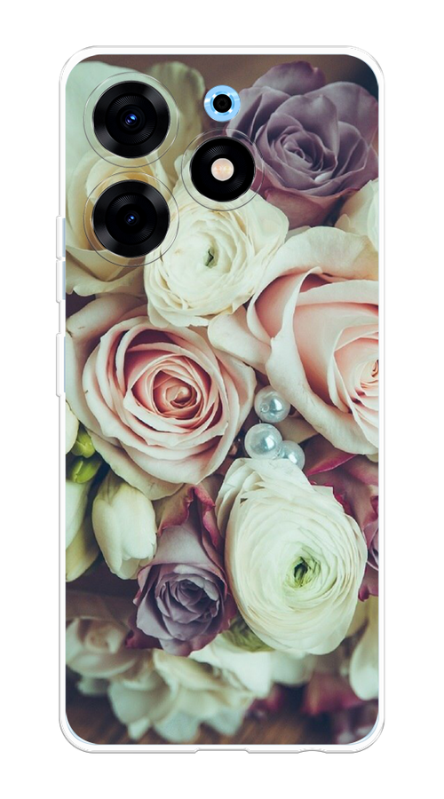 

Чехол на Tecno Spark 10 Pro "Свадебный букет", Белый;фиолетовый, 303750-2
