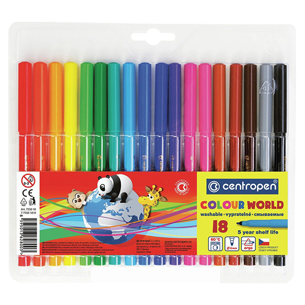 фото Фломастеры centropen colour world 7550/18 тп, 1.0 мм, 18 цветов, в блистере centropen