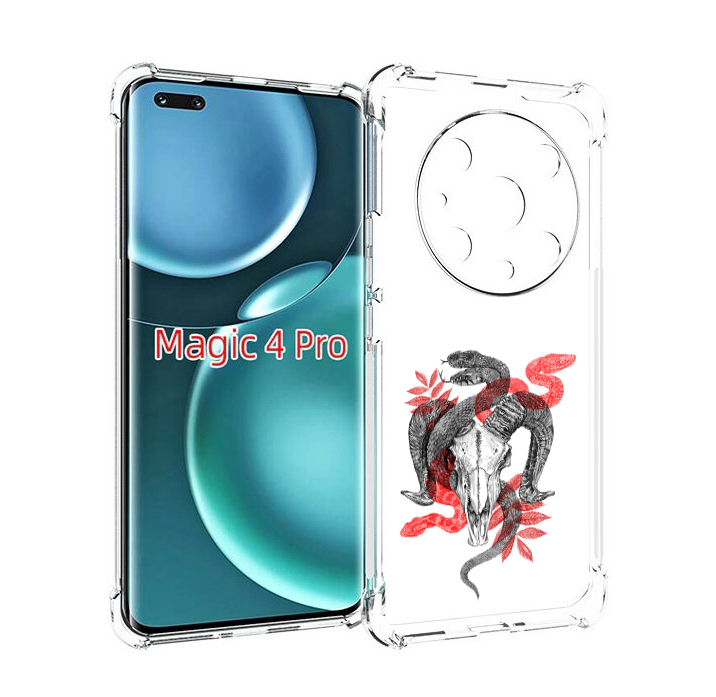 

Чехол MyPads змея в черепе рисунок для Honor Magic4 Pro, Прозрачный, Tocco