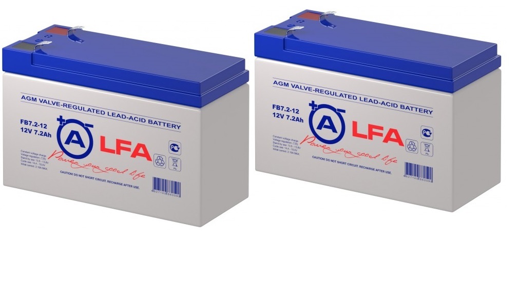 Комплект свинцово-кислотных аккумуляторов ALFA FB 7.2-12 12В 7,2Ач 2 шт 8944 свинцово кислотный аккумулятор alfa fb 100 12 12v 100ah 4188