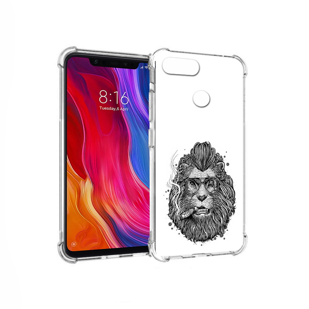 

Чехол MyPads Tocco для Xiaomi Mi 8 Lite курящий лев (PT119514.309.432), Прозрачный, Tocco