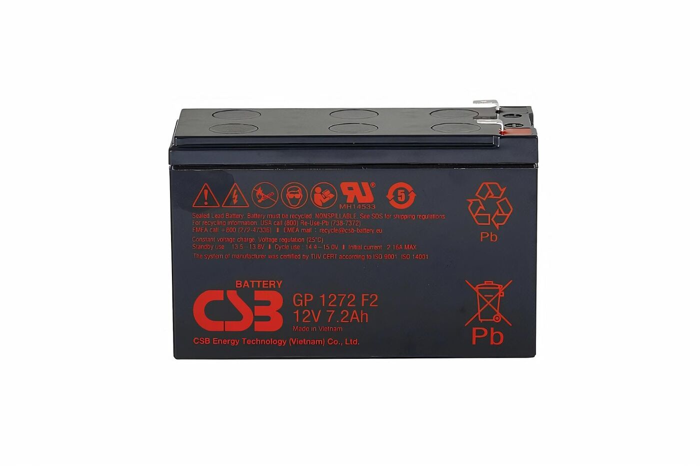 Свинцово-кислотный аккумулятор CSB GP 1272 F2  12V 7.2Ah 8604 кислотный грунт detop