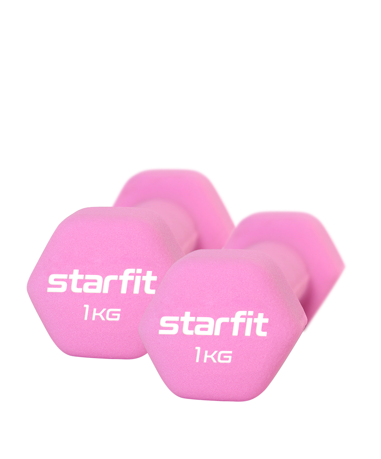 Неразборные гантели неопреновые StarFit DB-201 2 x 1 кг, розовый